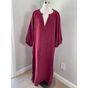 NEW Ocean + Main Womens Plus 2X Maxi Dress Gauzy Pockets Kaftan Lagenlook